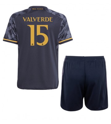 Maillot de foot Real Madrid Federico Valverde #15 Extérieur enfant 2023-24 Manches Courte (+ pantalon court)